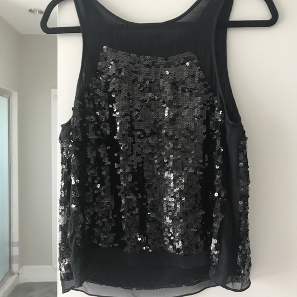 MM Couture by Miss Me Sheer Black Sequin Tank M - Picture 1 of 6